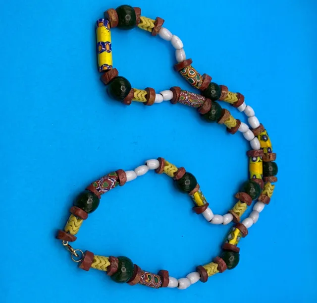 32.5" Long Strand of Vintage African Trade Bead Necklace with Clasp