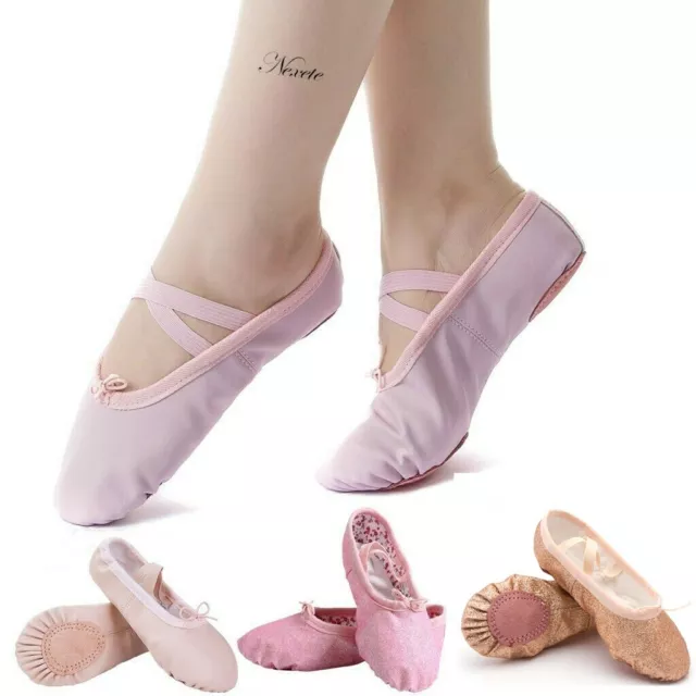 Nexete Leather Ballet Shoes Slippers Split Sole Flats For Toddler Girl Boy Kid