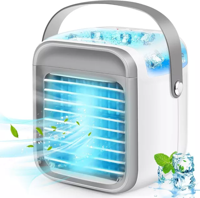 Portable Air Cooler, Rechargeable Evaporative Air Conditioner Fan with 3 Speeds
