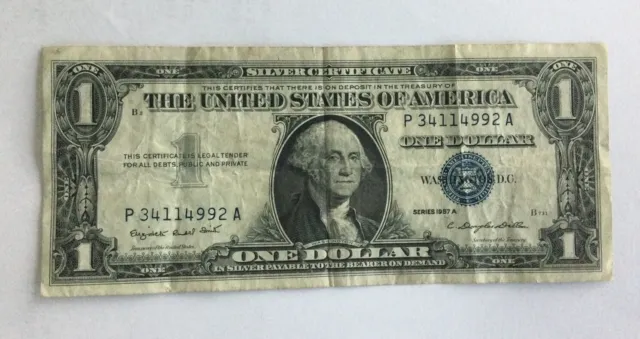 Series 1957A US $1 One Dollar Silver Certificate with Blue Seal - Circulated