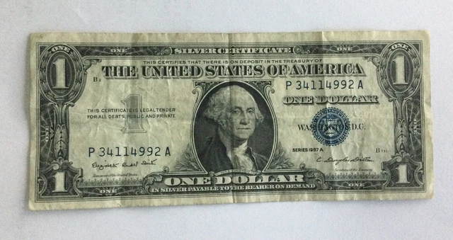 Series 1957A US $1 One Dollar Silver Certificate with Blue Seal - Circulated
