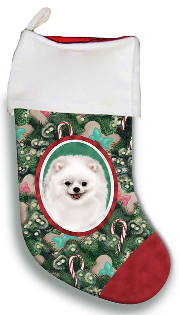 Christmas Stocking - White Pomeranian 11433