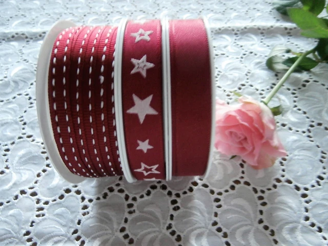 (0,54€ /m) Set 3 x Weihnachten Geschenkband Dekoband  L: 2 x 4 m, 1 x 5 m 2