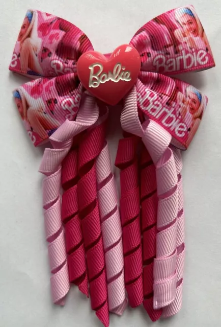 Girls Cute  Barbie Handmade Korker Ribbon School Hair Bow / Clasp/ Clip