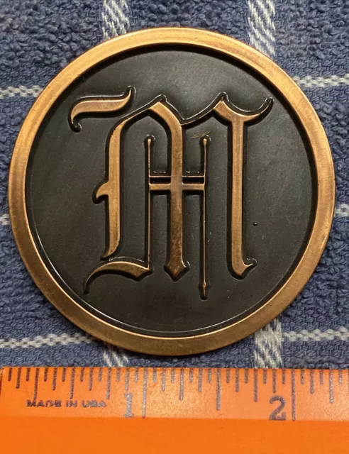 NICE (2.25") Round Cast Metal Monogram Screw-back  Medallion Plaque - Letter (M)