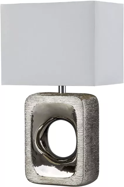 Milo Lighting Grange Etched Table Lamp with Fabric White Shade