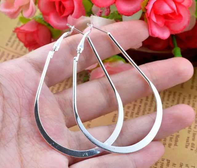 Women Gorgeous Gold Silver Hoop Earring Wedding Dangle Earrings Jewelry A Pair