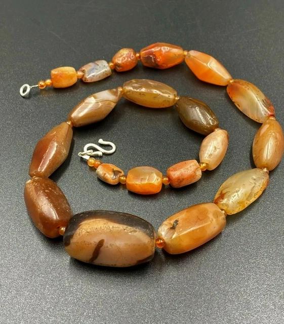 Dzi Old Beads  Indo Tibetan Nepalese Himalayan Antiquity Carnelian Bead Necklace