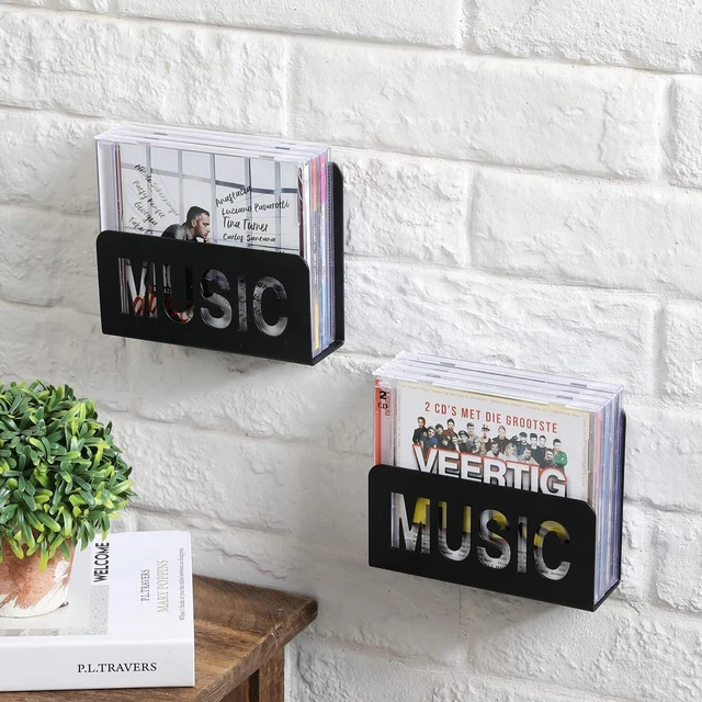 Wandmontage Matt Schwarz Metall CD Halter, Hänge Medien Schmuck Etui Rack 2er Set 3