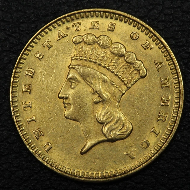 1873 Open 3 Type 3 $1 One Dollar Gold - Scratch
