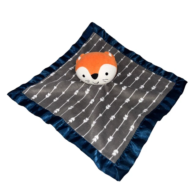 Parents Choice Fox Buddy Security Blanket Grey Navy Blue Satin Arrows 12" Lovey