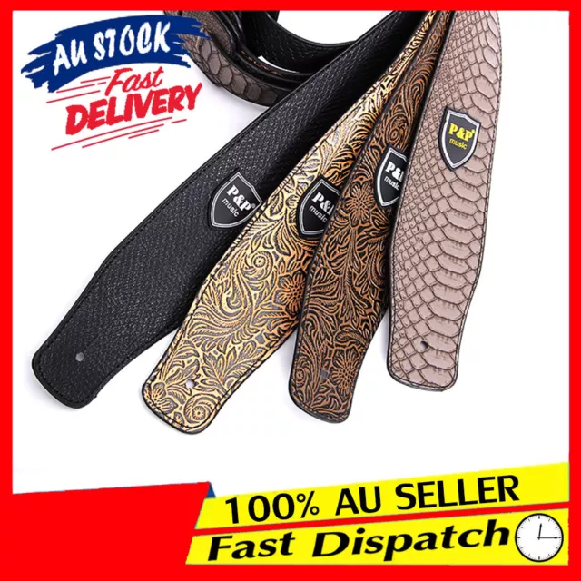 Soft Luxury Electric Classic PU Leather Basses AU Guitar Strap Acoustic