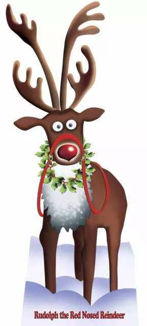 Rudolph el Rojo de la Nariz Reno Silueta Cartón Navidad Fiesta Broma Decoración