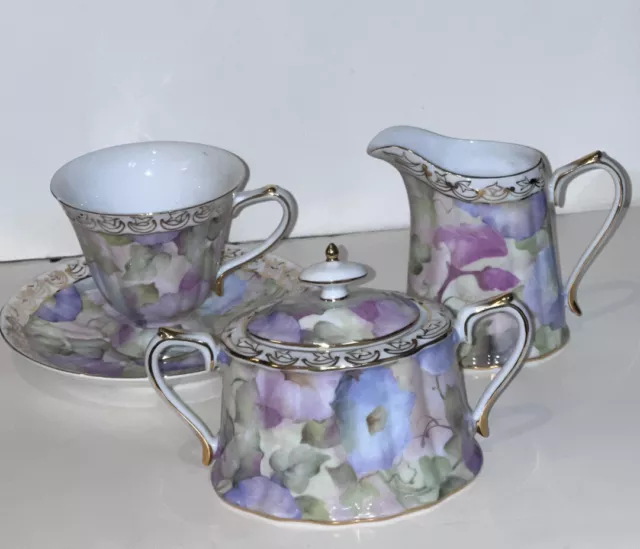 Vintage Cream Lace Skye McGhie Fine Porcelain Sugar Bowl & Lid 4 in