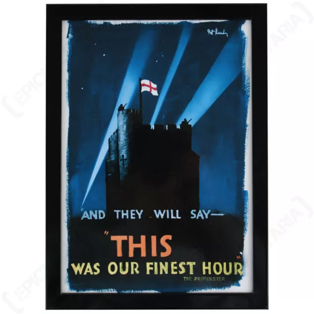 Reproduction WW2 British Finest Hour Framed Print - Propaganda