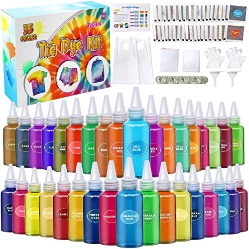 Tie Dye Kit, 35 Colors Fabric Tyedyedye Kit, Non-Toxic Tye Dye Kit for Kids, ...