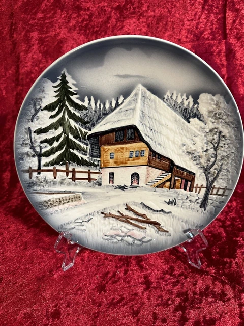 Vintage Large 9 inch W. Germany Majolica 3-D Wall Plate