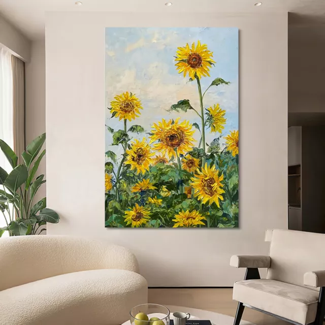 h255 hand-painted oil painting thick texture abstract flower sunflower home deco
