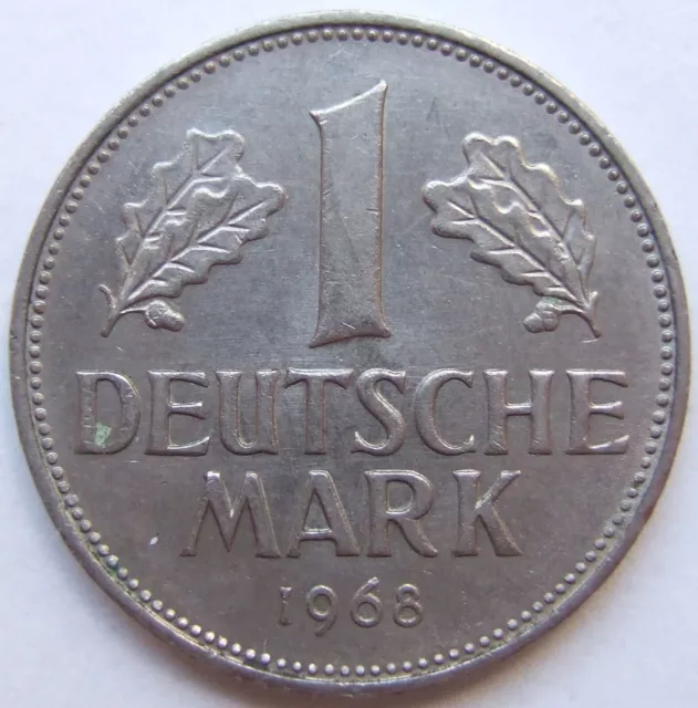 Coin Germany 1 DM 1968 G IN Extremely fine / Brillant uncirculated
