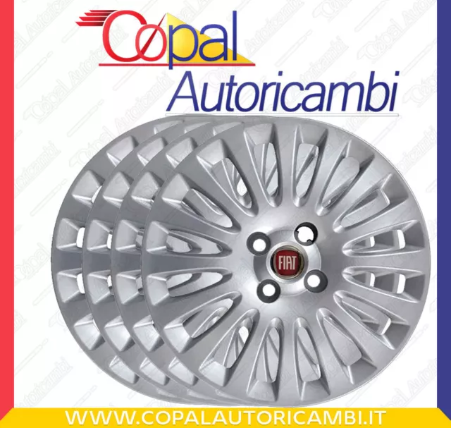 Set 4 Copricerchi Coppa Ruota Copriruota Borchie 15" Fiat Grande Punto L/Rosso