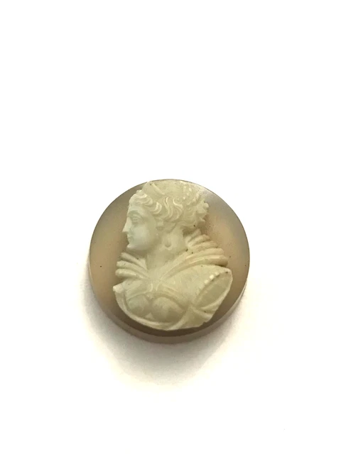 Camée Profil Femme En Coquille - Bijou à Monter, XIXe-XXe Siècle, Ivoire, Naturel