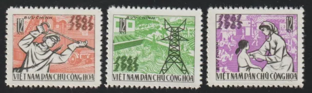 1965 North Vietnam Stamps Completion of 1st Five Year Plan Sc # 375-377 MNH