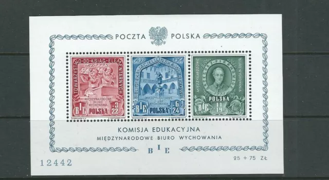 Pologne 1946 Lustrant Éducation (Edukacja) Mi Bl. 9 (Sc B49c) XF Frais MNH