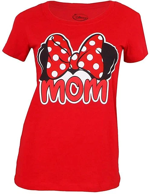 Disney Adult Womens Junior Mom Family Tee Large 11/13 Minnie Mouse Red Polka