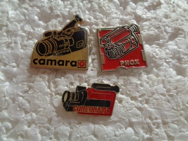 Job lot of 3 Video camera shaped Movie making metal lapel pins