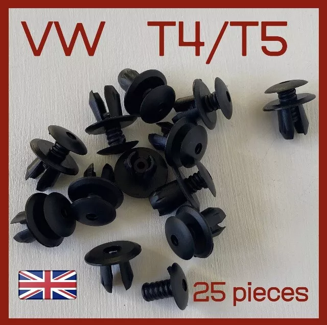 25x VW volkswagen Trim Transporter T4/T5 Black Trim Panel Lining Fixing Clips