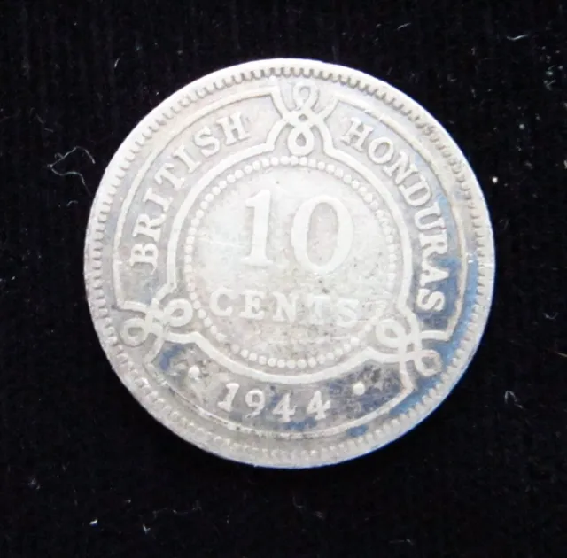 BRITISH HONDURAS 10 CENTS 1944 Silver BELIZE King George VI 0242# MONEY COIN