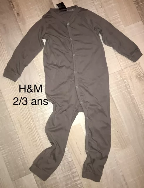 H&M 2/3 Ans Garçon : Pyjama Coton Gris TBE