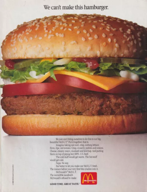 We can't make this hamburger: McDonald's McD B.L.T. Ad 1988