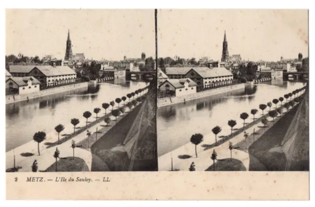 Stereoscopic CPA - 57 - METZ (Moselle) - 2. L'Ile du Sauloy - LL