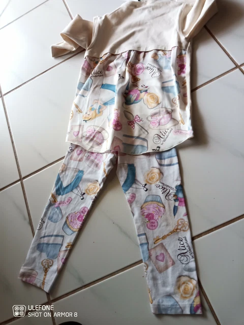 NEW and used Monnalisa girl 4T 3-4 years set top leggings Alice in wonderland