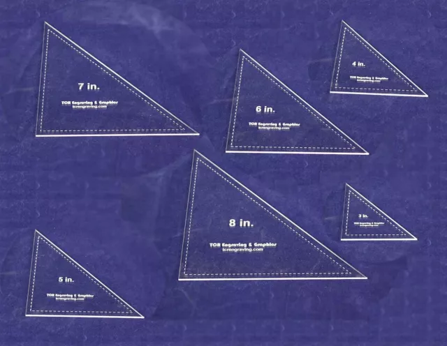 Laser Cut Quilt Templates- 6 Piece Triangle - Clear Acrylic 1/8 Inch