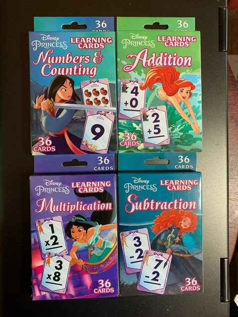 DISNEY PRINCESS MATH Flash Cards Addition Multiplication Subtract ...