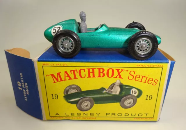 Matchbox No. 19C Aston Martin Racer met.green rare RN "52" mint/boxed