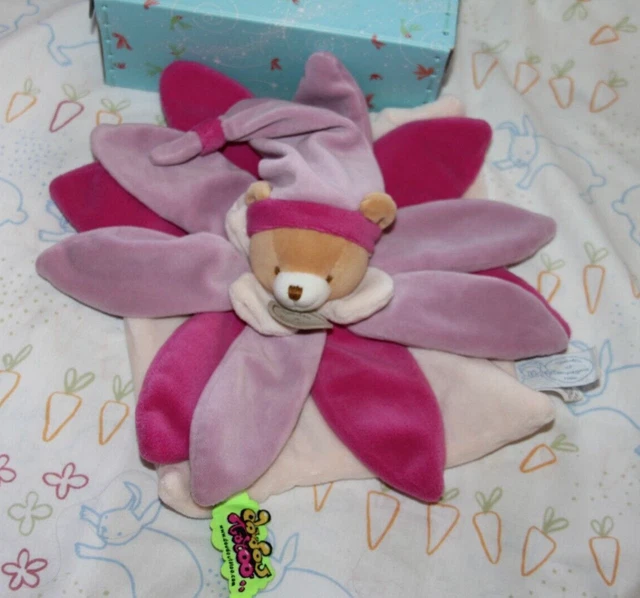 DOUDOU ET COMPAGNIE OURS TATOO PLAT PETALE ROSE BLANC NEUF (sans la boite)