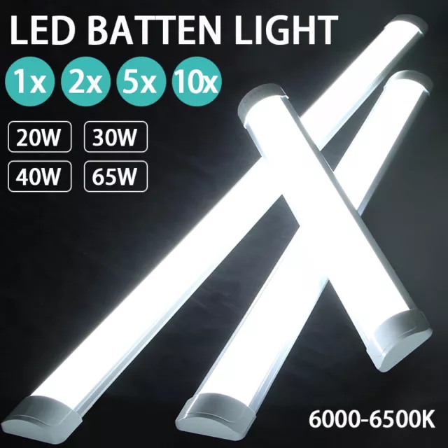 1-10 PCS LED Slim Ceiling Batten Light Daylight 60/90/120CM 6500K 4FT Coolwhite