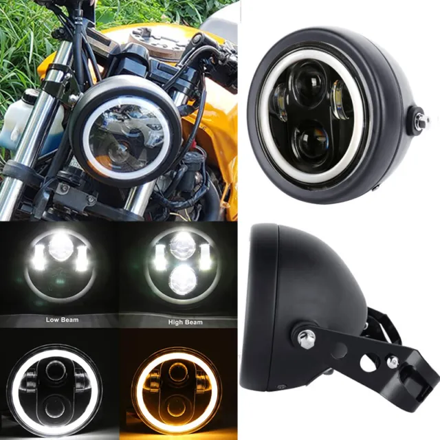 5.75" LED Headlight & Shell Bucket Housing Mount Bracket for Motorcycle Motor