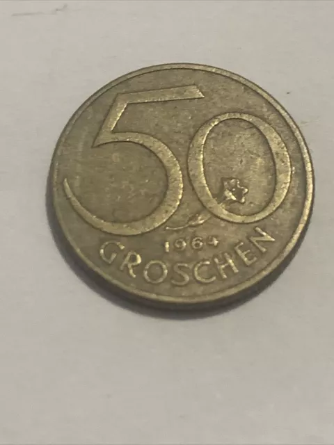 Austria,  1964 50 Groschen Coin Foreign/World Coin Gift Idea For Coin Collectors