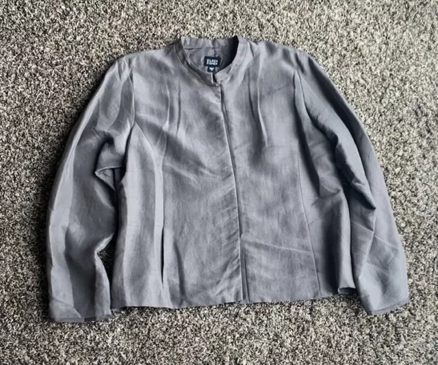 Eileen Fisher Silk Jacket Mandarin Collar