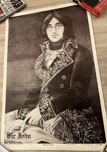 Renaissance Original Vintage Blacklight Poster Sir John Lennon The Beatles Fabio