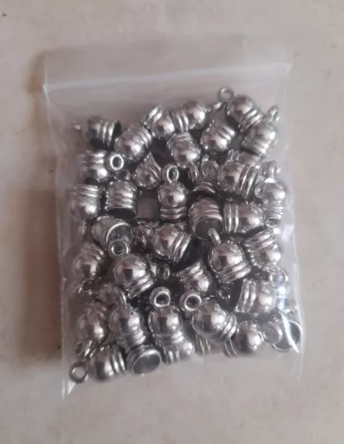 Tapones Tapas Terminales X Collares Joyería Bricolaje Col. Plata 50pezzi 6mm