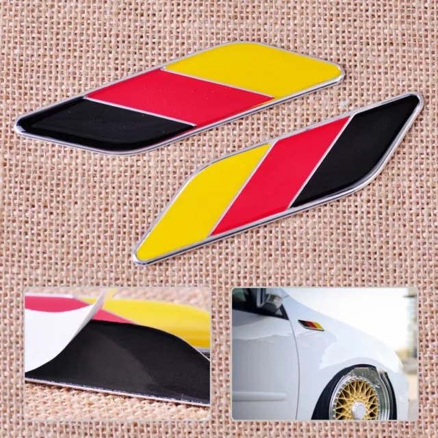 2X Aluminum Germany Flag Emblem Badge Sticker fit for VW Audi BMW Benz Toyota +