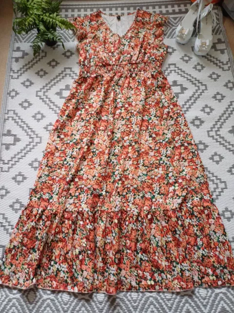 Pretty Ditsy Floral Maxi Shirred Floaty Summer Dress 👗 2XL Curve 18 20?