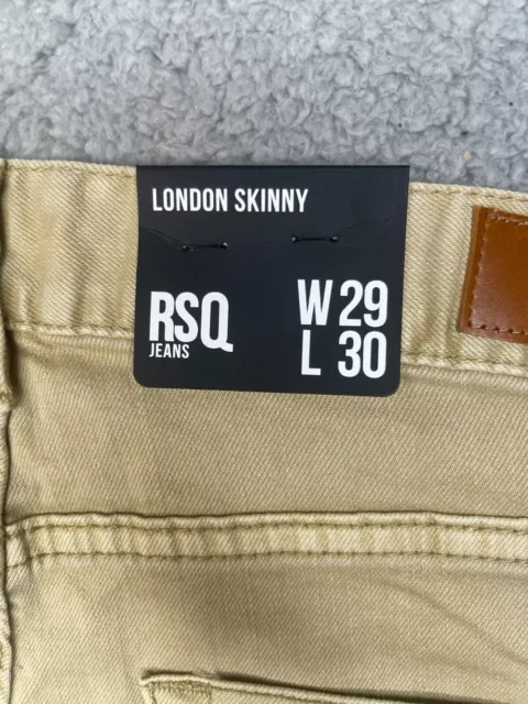 RSQ Jeans London Skinny Beige Slim Stretch Distressed Pants Mens Size W29 x L30 3