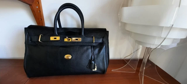 Sac Mac Douglas Pyla ROMY grand sac à main cuir noir 40,5x26x17,5 metal doré