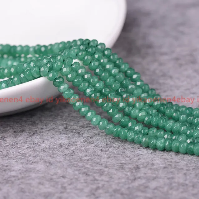 Natural 2x4mm faceted Green Aventurine Gemstone Rondelle Loose Beads 15" Strand